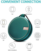 Load image into Gallery viewer, INSMY Portable IPX7 Waterproof Bluetooth Speaker, Wireless Outdoor Speaker Shower Speaker, with HD Sound, Support TF Card, Suction Cup, 12H Playtime, for Kayaking, Boating, Hiking (Teal)