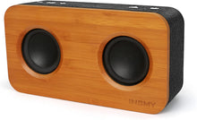 Load image into Gallery viewer, INSMY Retro Bluetooth Speaker, 20W Portable Wood Home Audio Super Bass Stereo with Woofers, True Wireless Stereo, Bluetooth 5.0 24H Playtime, Support TF Card Aux, Wireless Bookshelf Speaker for Party (Black&amp;Bamboo)
