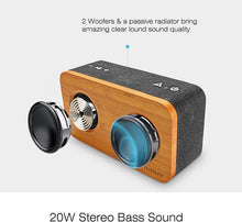 Load image into Gallery viewer, INSMY Retro Bluetooth Speaker, 20W Portable Wood Home Audio Super Bass Stereo with Woofers, True Wireless Stereo, Bluetooth 5.0 24H Playtime, Support TF Card Aux, Wireless Bookshelf Speaker for Party (Black&amp;Bamboo)
