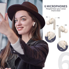 Load image into Gallery viewer, Wireless Earbuds Hybrid Active Noise Cancelling, INSMY Bluetooth in-Ear Headphones 6 Mics Call Noise Reduction 36Hrs Playtime Stereo Immersive Sound Premium Bass Earphones for Sports/Business (Nude)
