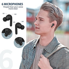 Load image into Gallery viewer, Wireless Earbuds Hybrid Active Noise Cancelling, INSMY Bluetooth in-Ear Headphones 6 Mics Call Noise Reduction 36Hrs Playtime Stereo Immersive Sound Premium Bass Earphones for Sports/Business (Black)
