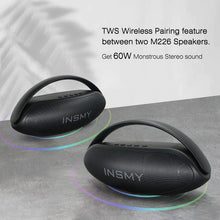Load image into Gallery viewer, INSMY Bluetooth Speaker, Portable Waterproof Wireless Speaker,30W Deep Bass Loud Sound Large Boombox, Stereo Pair, Bluetooth 5.0 Playtime 40H Rechargable Power Bank for Party Dancing Outdoor

